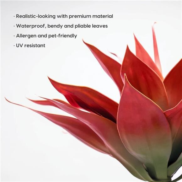 Fall Fake Agave Artificial Plant: Red Fake Agave Plant for Room Decor - Picture 4 of 7